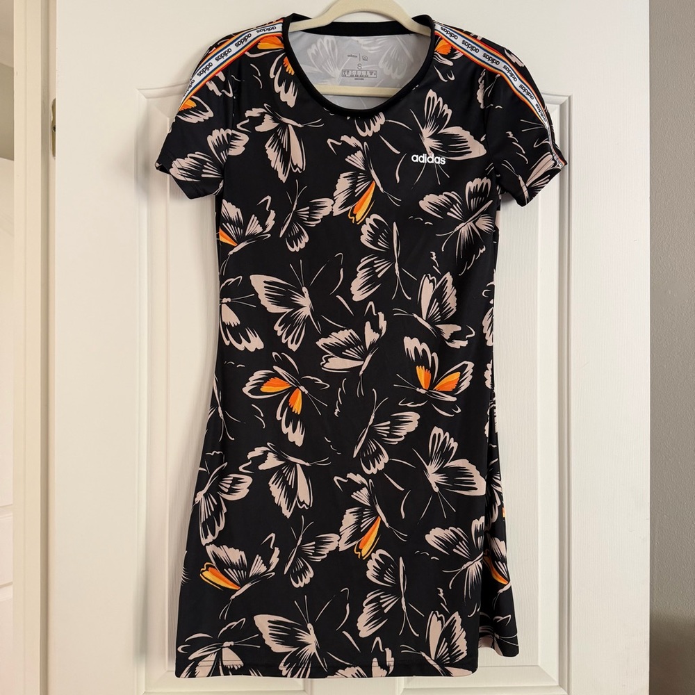 Adidas Women's Black and Orange Butterfly Dress